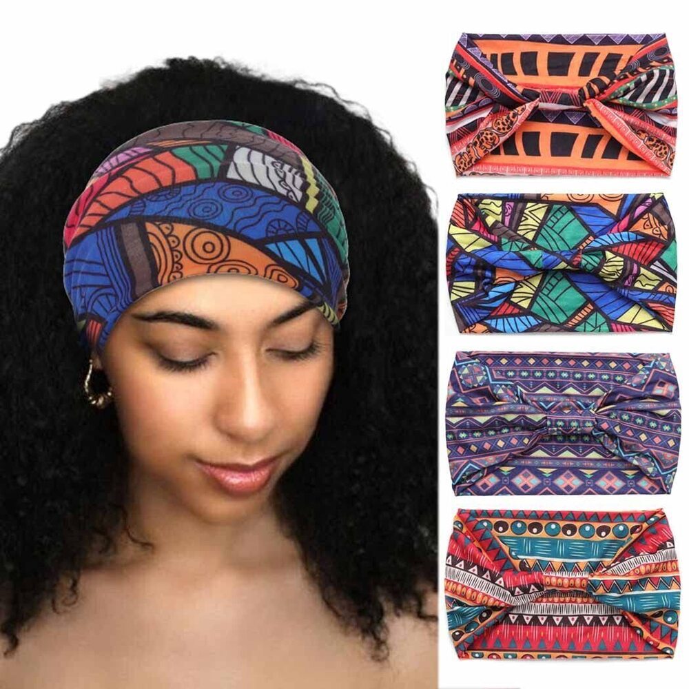 2325 African Headbands Knotted Hairbands Yoga Sport Head Wraps Wide Elastic